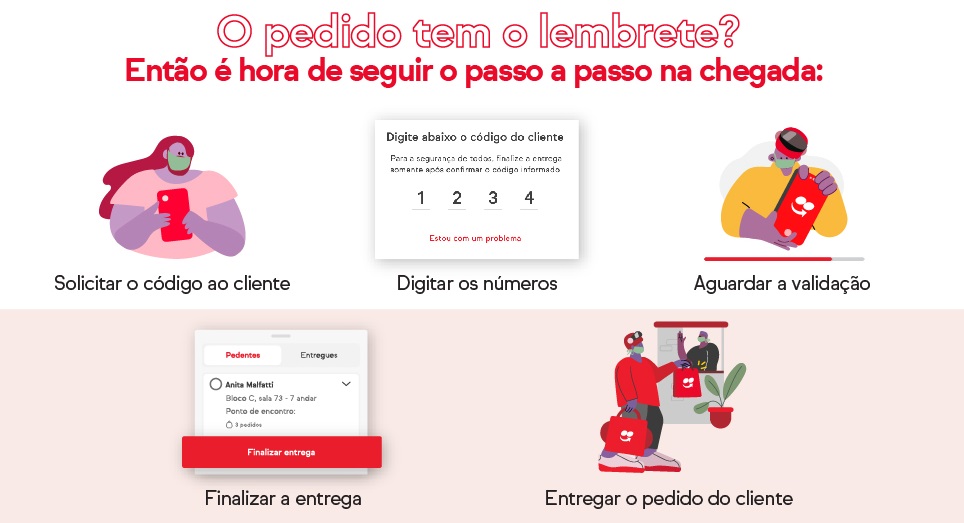 Entregador solicitou o código de entrega pelo chat antes de chegar