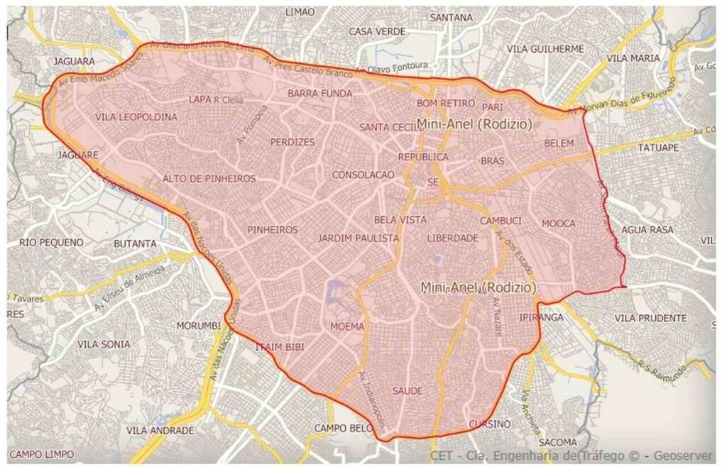mapa horario de rodizio em sp