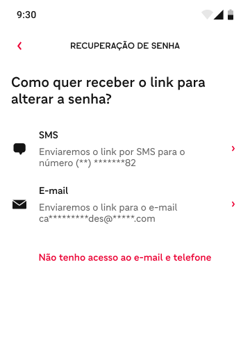 print de tela: recuperar senha